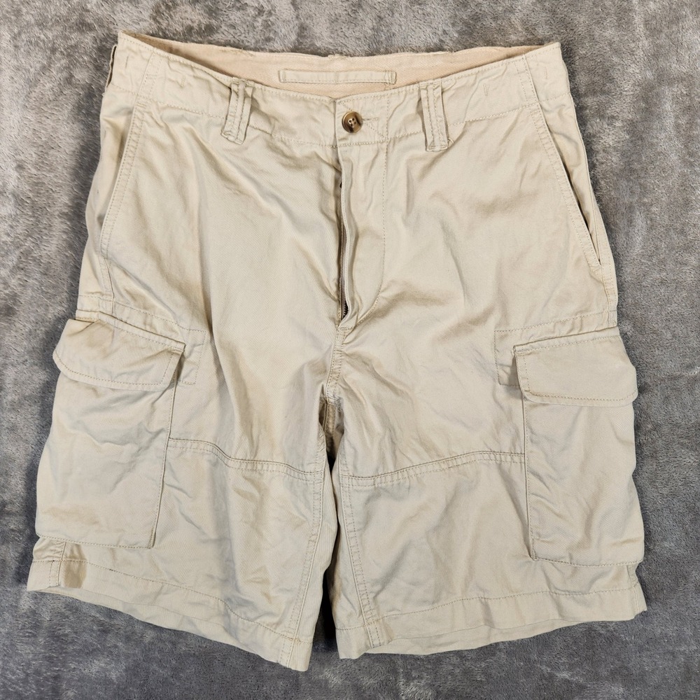 Polo Ralph Lauren Cargo Shorts Mens 29 Khaki Tan Excellent Relaxed Fit Cotton‎